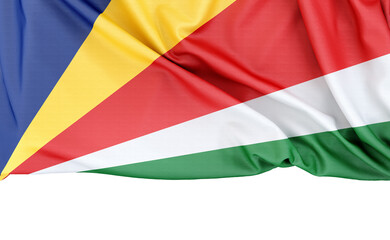Obraz premium Flag of Seychelles isolated on white background with copy space below. 3D rendering