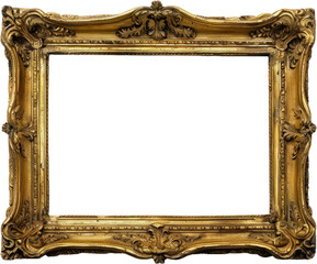 Vintage ornate golden picture frame, cut out transparent - obrazy, fototapety, plakaty