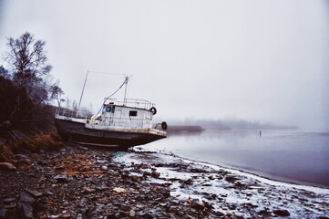 boat in the snow