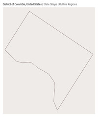 District of Columbia, United States. Simple vector map. State shape. Outline Regions style. Border of District of Columbia. Vector illustration.