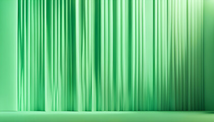 Minimalist abstract green background for product presentation with light and complex openwork shadow on the wall, background for design - obrazy, fototapety, plakaty