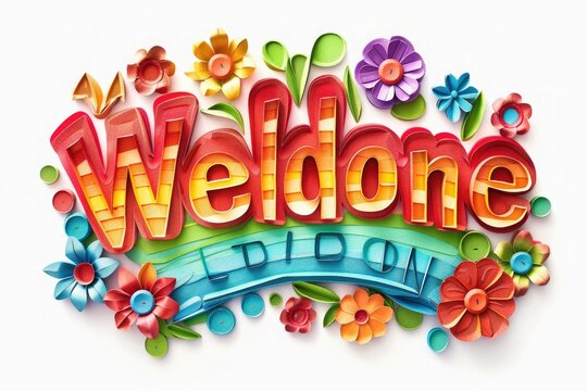 Weldone text sign with flowers decors 