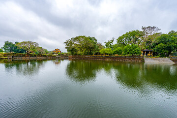 Naklejka na ściany i meble Hue - Vietnam. December 08, 2015. Imperial Enclosure Top choice historic site in Hue, Vietnam.