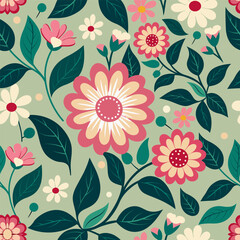 Floral seamless textile pattern design