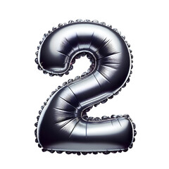 Numeral 2 two. Foil balloon number One isolated on white background