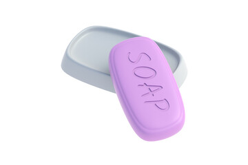 Soap bar near box isolated on white background. 3d render