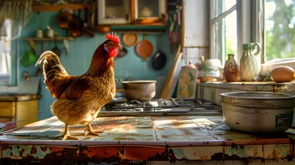 Fotobehang chicken soup in kitchen © Prasanth