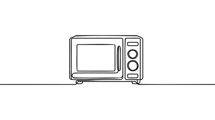 One continuous line drawing of stove microwave oven electric home appliance. Electricity household gadget template concept. Trendy single line draw design vector graphic illustration