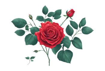 flower leaves illustration vintage white Stem rose editable hand background vector draw red Bouquet Design Summer Isolated Nature Spring Love