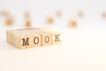 word Mook (MASSIVE OPEN ONLINE COURSE) isolated in cubes