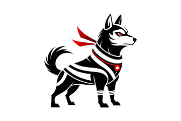 samurai dog logo isolated white background