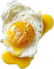 Perfect poached egg with runny yolk, cut out transparent
