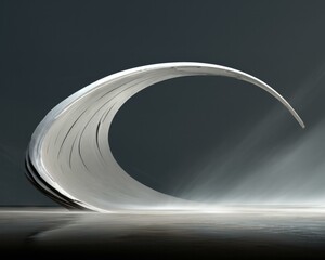 A white wave is seen in the middle of a dark room. Generative AI.