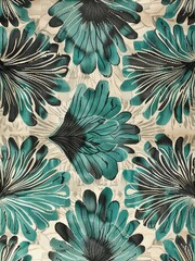A green and black floral pattern contrasts against a white background in this vibrant and striking design