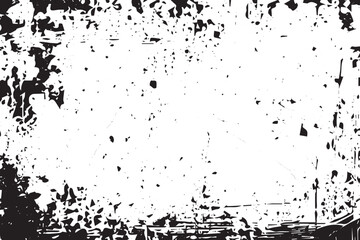Abstract Monochrome Texture: Grunge Black & White Pattern of Dust, Chips, and Ink Spots on White Background