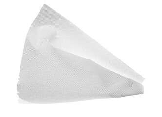 Crumpled and torn folded paper towel, disposable isolated on white, clipping path	