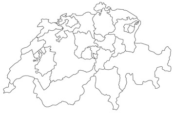 Outline of the map of Switzerland with regions