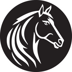 Horse head silhouette in drawing line design. Vector template for logo.