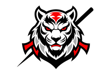 samurai tiger logo isolated white background 