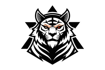 samurai tiger logo isolated white background 