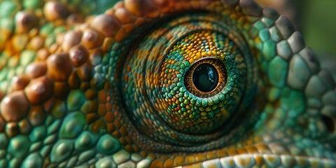 close up of an eye of chameleon