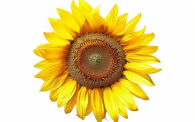 Bright Sunflower with Yellow Petals Isolated on White Background.