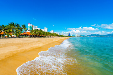 Nha Trang - Vietnam. December 13, 2015. Forming a magnificent sweeping arc, Nha Trang's 6km-long...