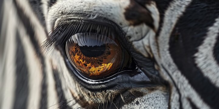 close up of a zebras eye 