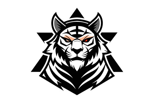 samurai tiger logo isolated white background © AL