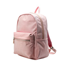 Pink backpack. isolated on transparent background.