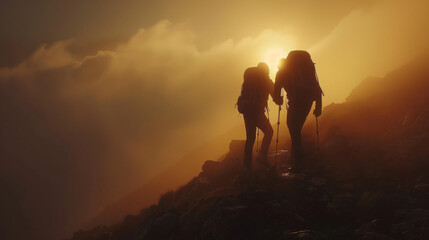 A Hiker's Journey to the Top with Cinematic Sunset