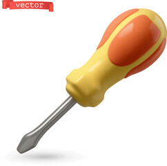 Flat head screwdriver 3d vector icon - 768209987
