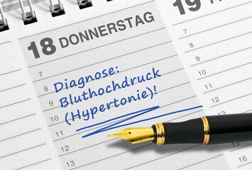 Kalendernotiz, Diagnose; Bluthochdruck (Hypertonie)