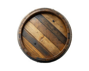 Wooden barrel top view. isolated on transparent background.