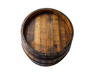 Wooden barrel top view. isolated on transparent background.