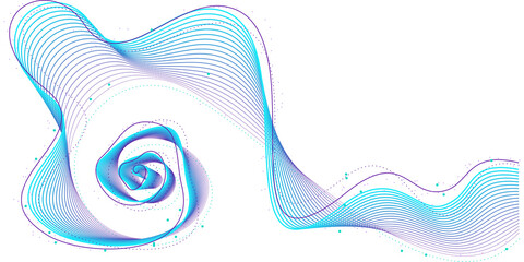 Abstract spiral wave shape. Wave, lines and dots on transparent background for presentations, web design.