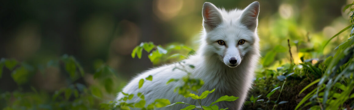 Raposa branca na natureza - Banner