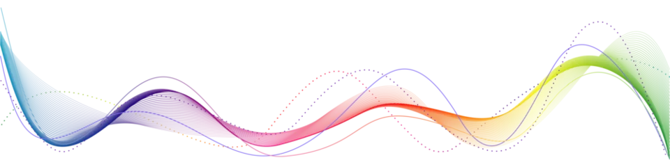 Tapeten Visualization of music, sound. Abstract rainbow wave on a transparent background for web design, presentation design, web banners. Design element © LariBat