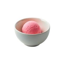 White bowl on pink ice cream ball. isolated on transparent background.