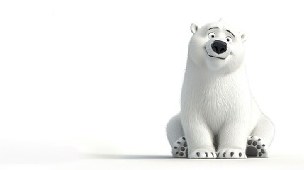 Cute polar bear cartoon animal character style on a white background.