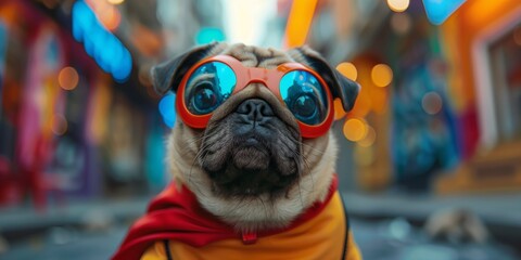 Hipster Pug Captivating City Life, Urban Animal Adventures