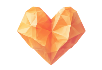 origami illustration background heart rumpled style triangular poly design your white gradient Orange isolated Geometric Raster low business graphic polygonal