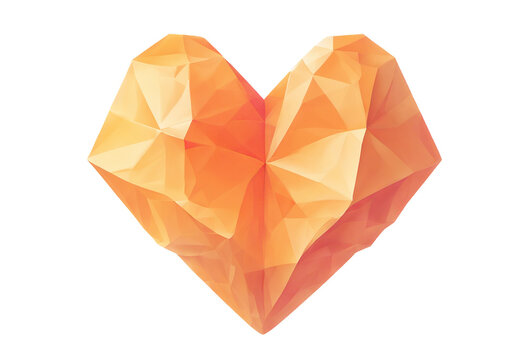 origami illustration background heart rumpled style triangular poly design your white gradient Orange isolated Geometric Raster low business graphic polygonal
