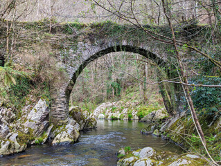 Polea roman and bridge, Villayon municipality, Asturias, Spain