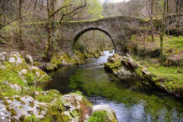 Polea roman and bridge, Villayon municipality, Asturias, Spain