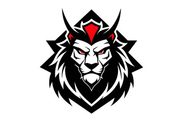 samurai lion logo isolated white background