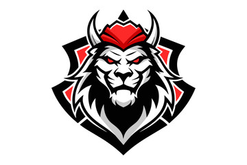 samurai lion logo isolated white background
