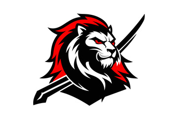 samurai lion logo isolated white background