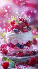 Obraz na płótnie Canvas delicious berry dessert.