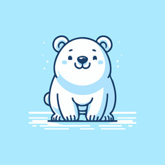 Cute polar bear illustration on blue background.